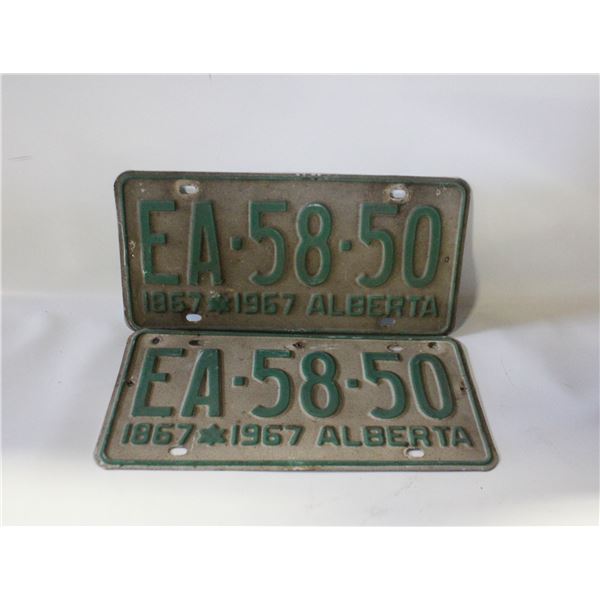 1967 ALBERTA MATCHING LICENSE PLATES-ESTATE
