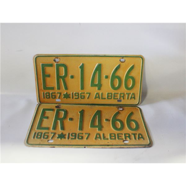 1967 ALBERTA PAIRED MATCHING LICENSE