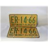 Image 1 : 1967 ALBERTA PAIRED MATCHING LICENSE