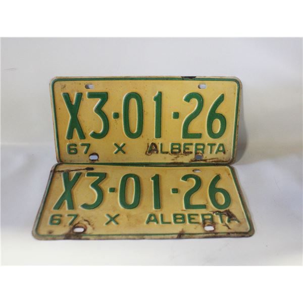 1967 ALBERTA MATCHING LICENSE PLATES-ESTATE