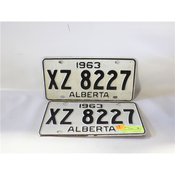1963 PAIRED ALBERTA MATCHING LICENSE