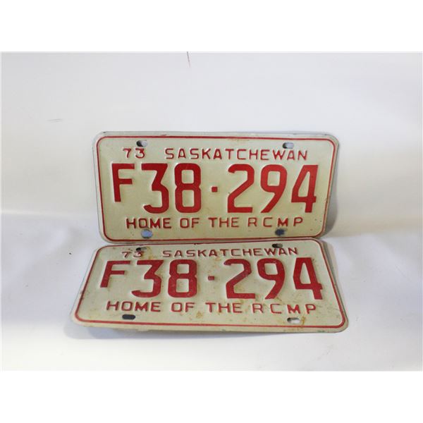 1973 SASKATCHEWAN R.C.M.P. MATCHING LICENSE