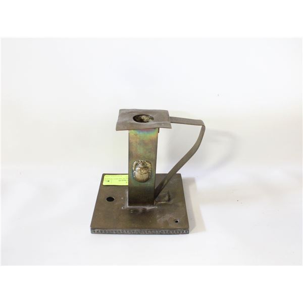 ANTIQUE BRASS SCARAB CANDLE HOLDER-ESTATE