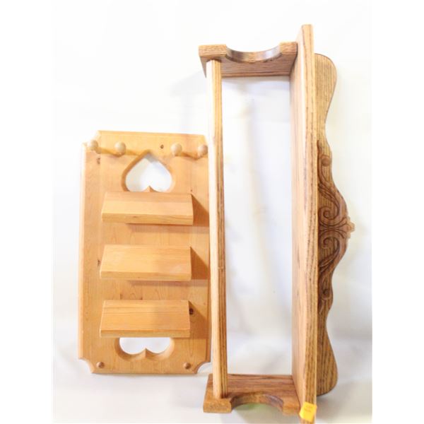 2 HANDMADE SOLID WOOD WALL SHELVES