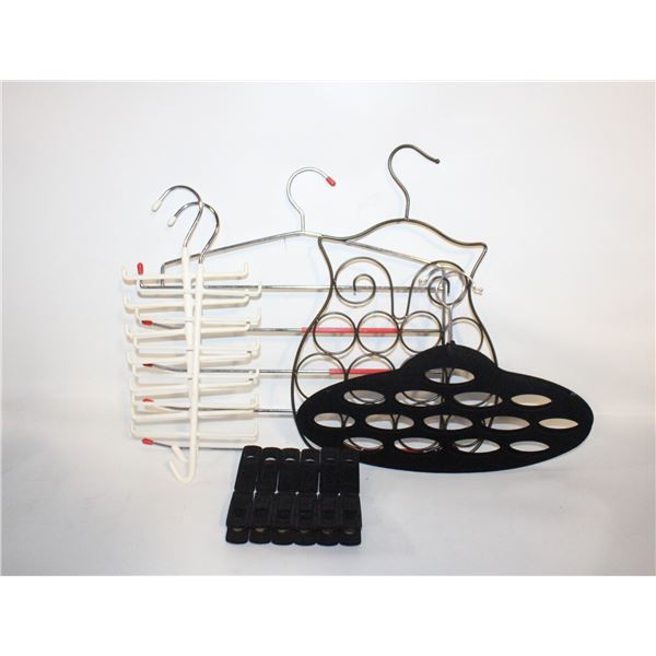 CLOSET ORGANIZER/HANGERS- BOX LOT ASSORTED