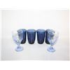 Image 1 : 4 BLUE GLASS TUMBLERS + 2 BLUE GLASS GOBLETS