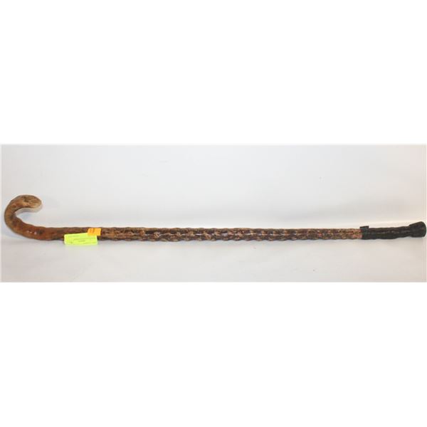WOOD CANE WITH RUBBER BOTTOM