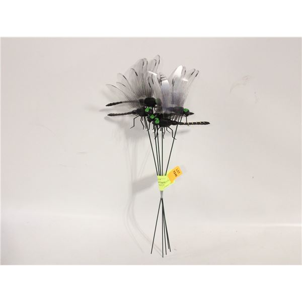 NEW 5 DRAGONFLY GARDEN OR POND DECOR