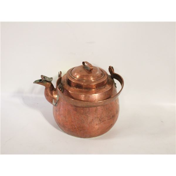 VINTAGE COPPER TEAPOT 6” TALL 5.4” WIDE