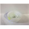 Image 1 : SET OF 4 MILK GLASS BOWLS. #3 HAS CHIPS