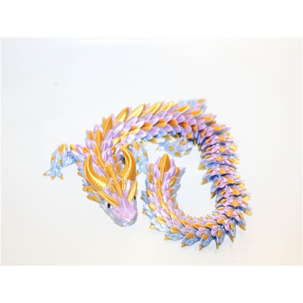 CUSTOM MADE 3D PRINTED DRAGON PURP/BLUE/GOLD L-14"
