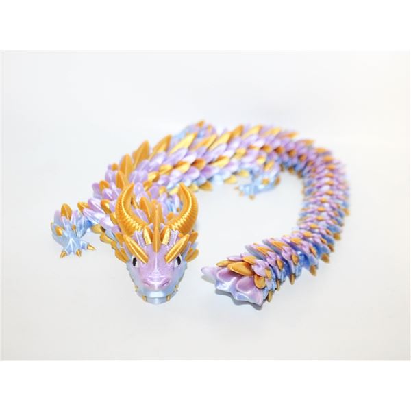 CUSTOM MADE 3D PRINTED DRAGON PURP/BLUE/GOLD L-14"