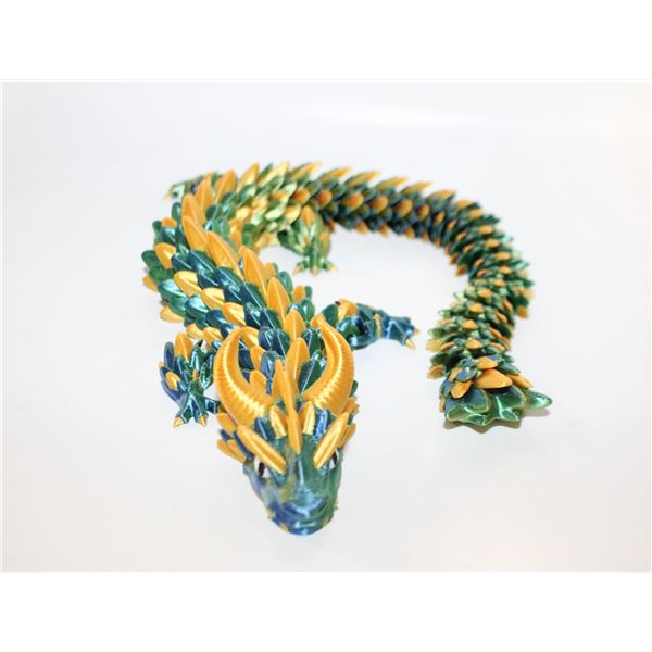 CUSTOM MADE 3D PRINTED DRAGON GRN/BLUE/GOLD L-14"