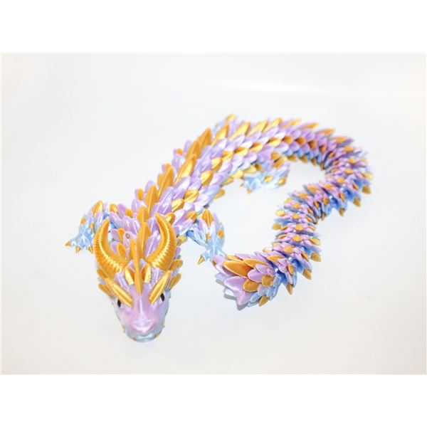 CUSTOM MADE 3D PRINTED DRAGON PURP/BLUE/GOLD L-14"