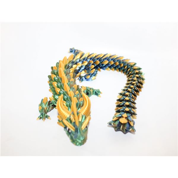 CUSTOM MADE 3D PRINTED DRAGON GRN/BLUE/GOLD L-14"