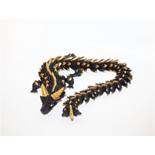 CUSTOM MADE 3D PRINTED DRAGON BLACK/GOLD 14" LONG