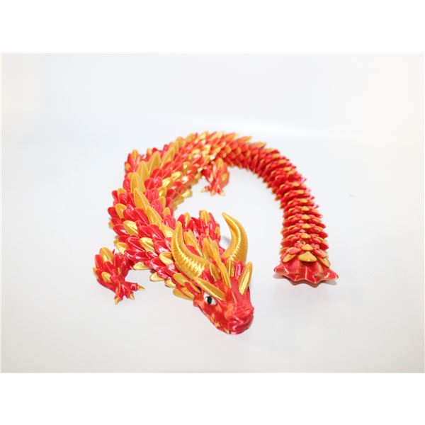 CUSTOM MADE 3D PRINTED DRAGON RED/GOLD 14" LONG