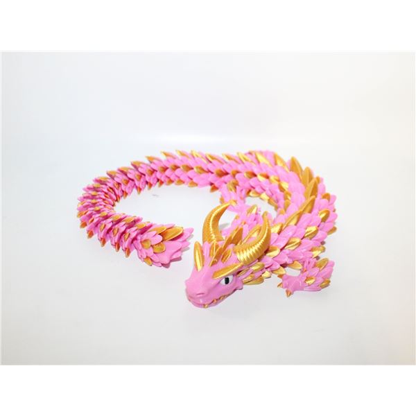 CUSTOM MADE 3D PRINTED DRAGON PINK/GOLD L-14"
