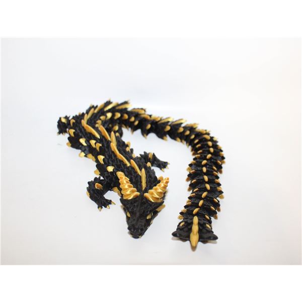 CUSTOM MADE 3D PRINTED DRAGON BLACK/GOLD 14" LONG