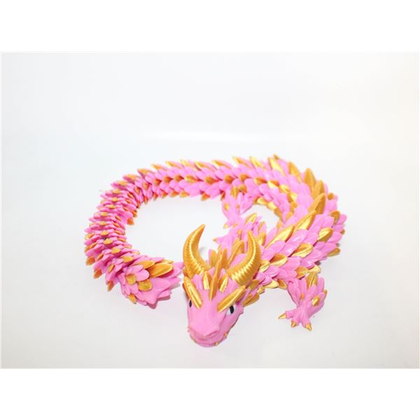 CUSTOM MADE 3D PRINTED DRAGON PINK/GOLD L-14"