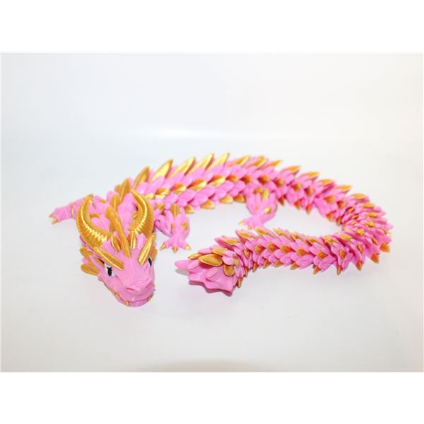 CUSTOM MADE 3D PRINTED DRAGON PINK/GOLD L-14"