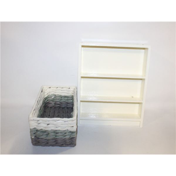 WOOD DISPLAY STAND 13’ X 10’, WOODEN BASKET