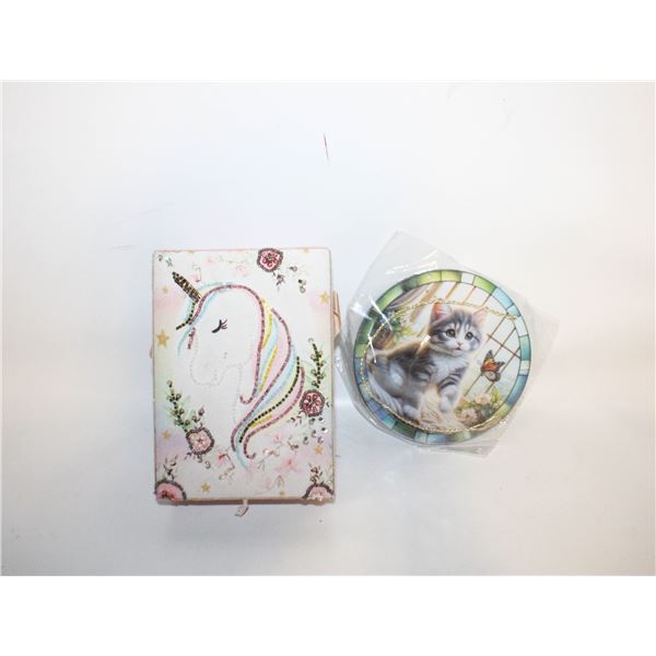 UNICORN DECO BOX W BEADS & SEQUIN,