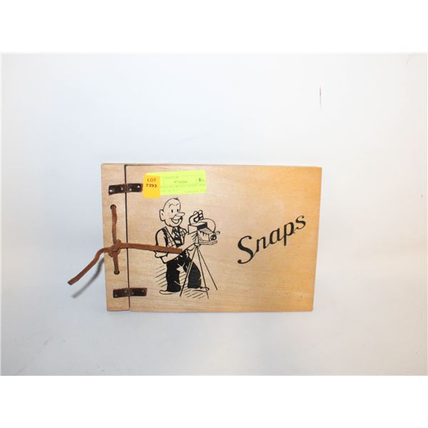 VINTAGE 60'S WOOD "SNAPS" PHOTO ALBUM- 10" X 7"