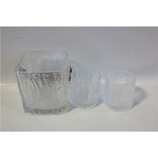 MIKASA BARK TEXTURE GLASS ICE BUCKET