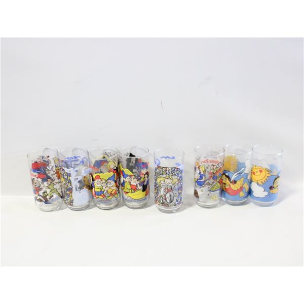 8 VINTAGE MCDONALDS COLLECTORS DRINKING GLASSES