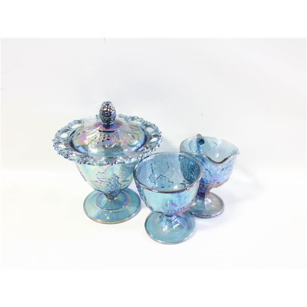 CARNIVAL GLASS LIDDED CANDY DISH,