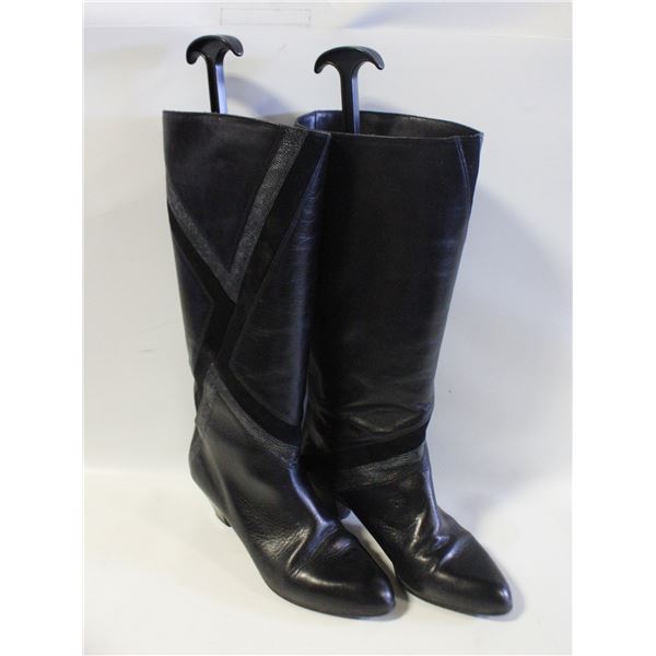 BALLY WOMENS CALF LEATHER HEELED BOOT- SIZE 7