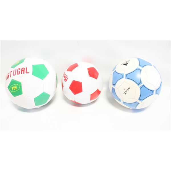 3 SOCCER BALLS - ADIDAS, PORTUGAL &