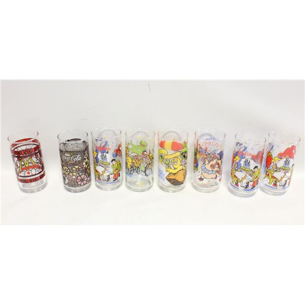 8 VINTAGE MCDONALDS COLLECTORS DRINKING GLASSES