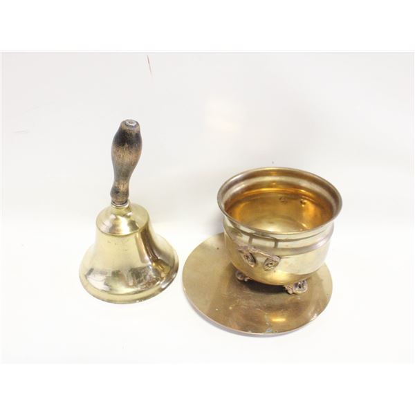BRASS HEAVY SCHOOL BELL, BRASS PLANT POT