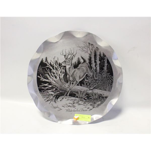 METAL WHITE TAILED DEER ETCHED DECOR