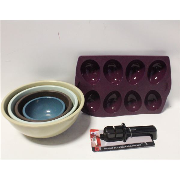 4PC SET MIXING BOWLS + UNUSED