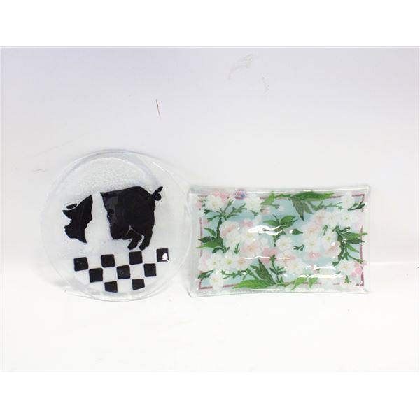 PEGGY KARR 2 FUSED GLASS PLATES