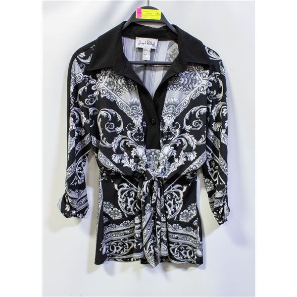 JOSEPH RIBIKOFF GRAPHIC PRINT BLOUSE- SIZE 8