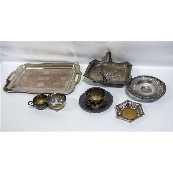 FLAT OF SILVER PLATED SERVING WARE ALL TOGETHER