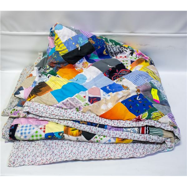 LARGE HANDMADE VINTAGE QUILT