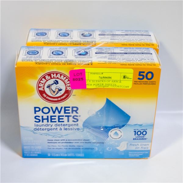 NEW 2 X 50 PACKS OF ARM & HAMMER POWER SHEETS