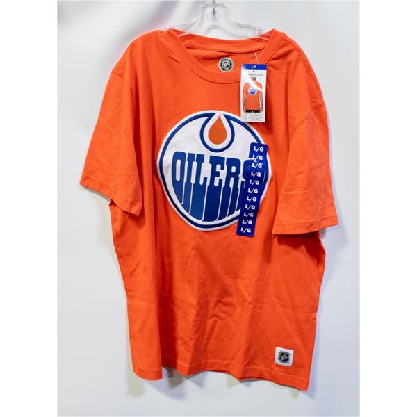 NEW MENS LARGE EDMONTON OILERS LOGO T-SHIRT