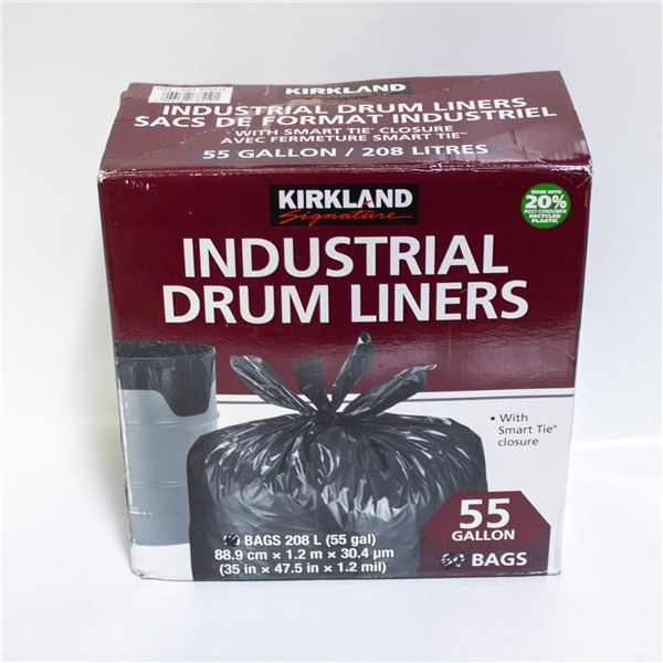 KIRKLAND INDUSTRIAL DRUM LINERS BLACK - 55 GALLON