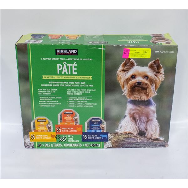 BOX OF 43 KIRKLAND PATE WET DOG FOOD VARIETY PACK