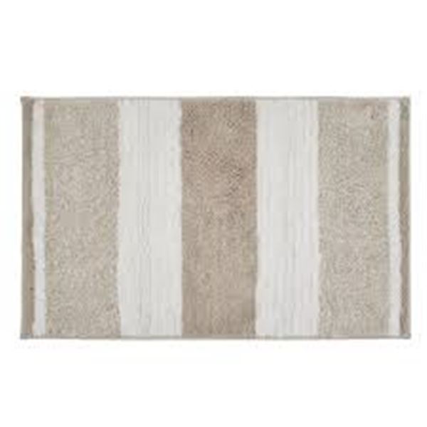 ROOTS HOME BATH MAT BEIGE & BROWN STRIPES 22 X 36"