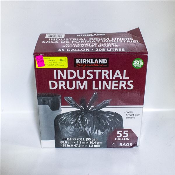 BOX OF KIRKLAND INDUSTRIAL DRUM LINERS BLACK - 55G