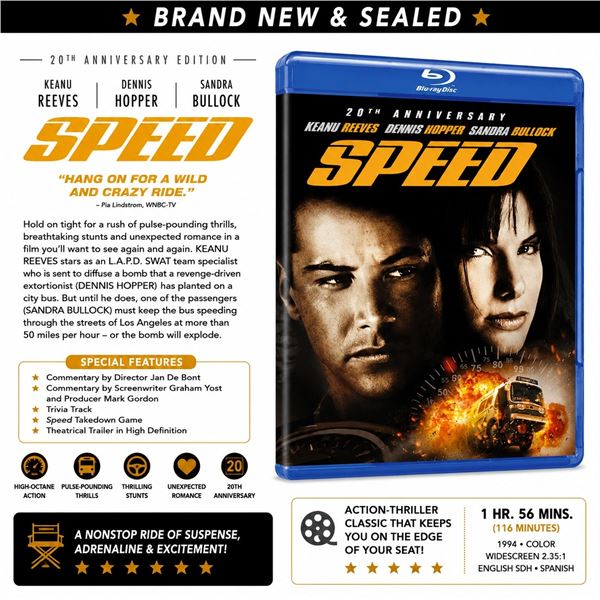 NEW BLU-RAY "SPEED" 20TH ANNIVERSARY 1994