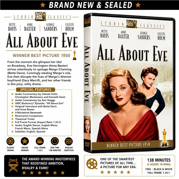 NEW DVD "ALL ABOUT EVE" BETTE DAVIS 1950