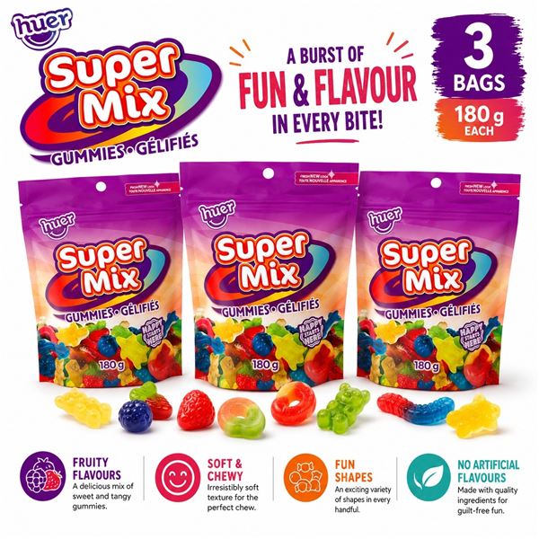 3 HUER SUPER MIX GUMMIES 180G BB 07/26